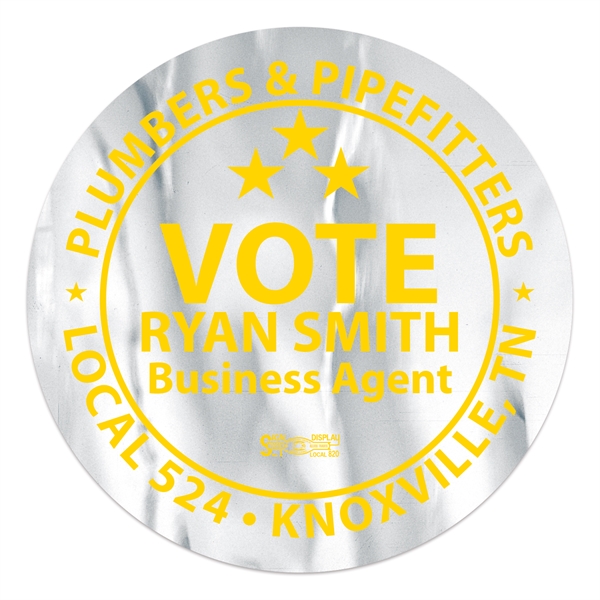 2" round chrome polyester decal with permanent adhesive backing and a... from ASI 56950 Gill Studios Inc / Gill-Line®