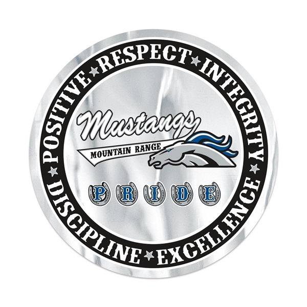 3 1/2" round chrome polyester decal with permanent adhesive backing and... from ASI 56950 Gill Studios Inc / Gill-Line®