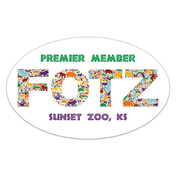 2.5" x 4" oval shaped white vinyl decal with permanent adhesive... from ASI 56950 Gill Studios Inc / Gill-Line®