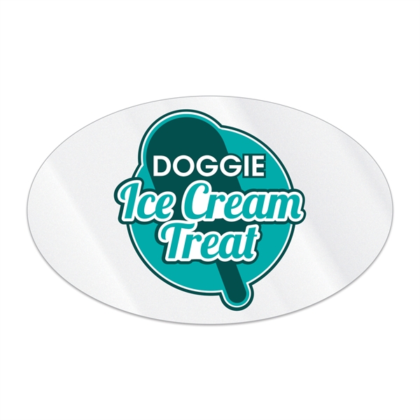 2.5" x 4" oval shaped clear polyester decal with ultra removable... from ASI 56950 Gill Studios Inc / Gill-Line®