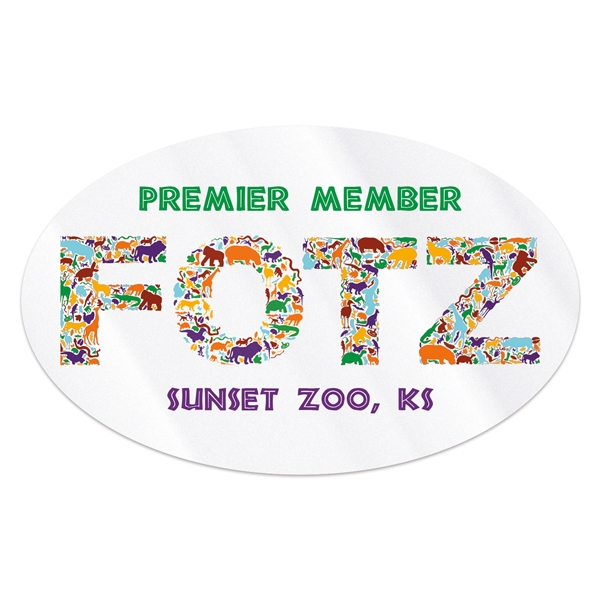 2.5" x 4" oval shaped clear polyester decal with ultra removable... from ASI 56950 Gill Studios Inc / Gill-Line®