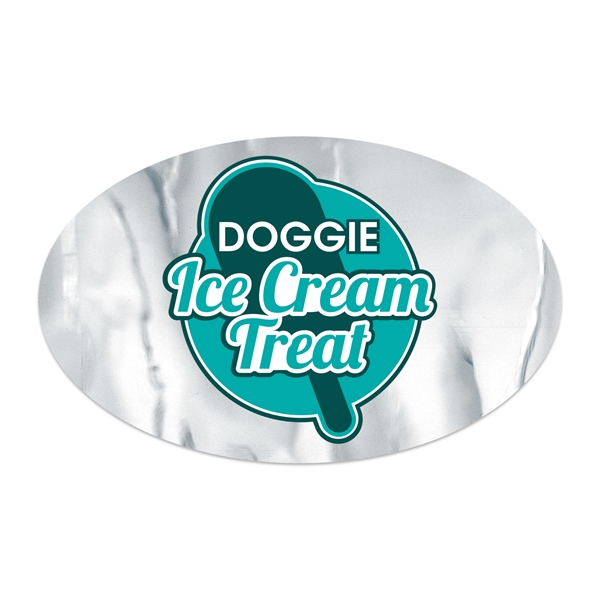 2.5" x 4" oval shaped chrome polyester decal with permanent adhesive... from ASI 56950 Gill Studios Inc / Gill-Line®