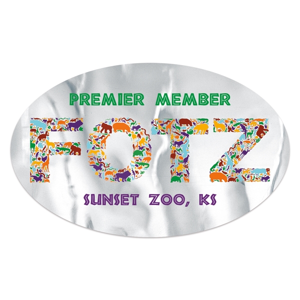 2.5" x 4" oval shaped chrome polyester decal with permanent adhesive... from ASI 56950 Gill Studios Inc / Gill-Line®