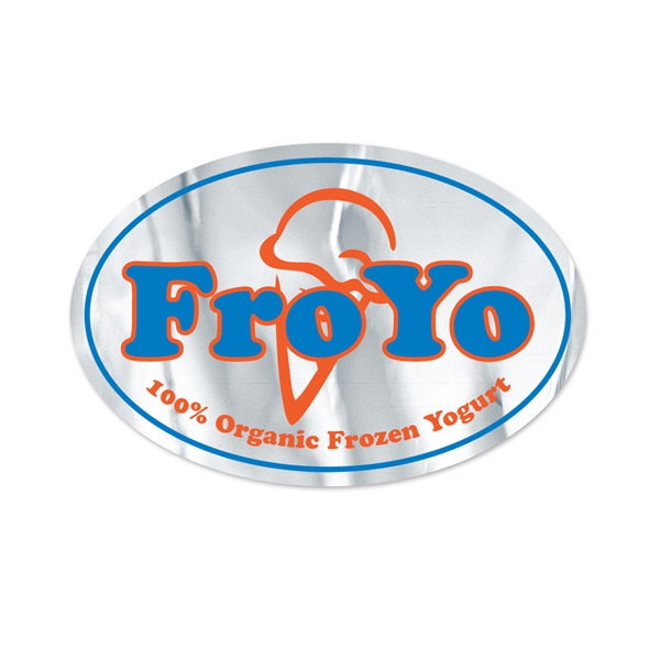 3" x 4.5" oval shaped chrome polyester decal with permanent adhesive... from ASI 56950 Gill Studios Inc / Gill-Line®