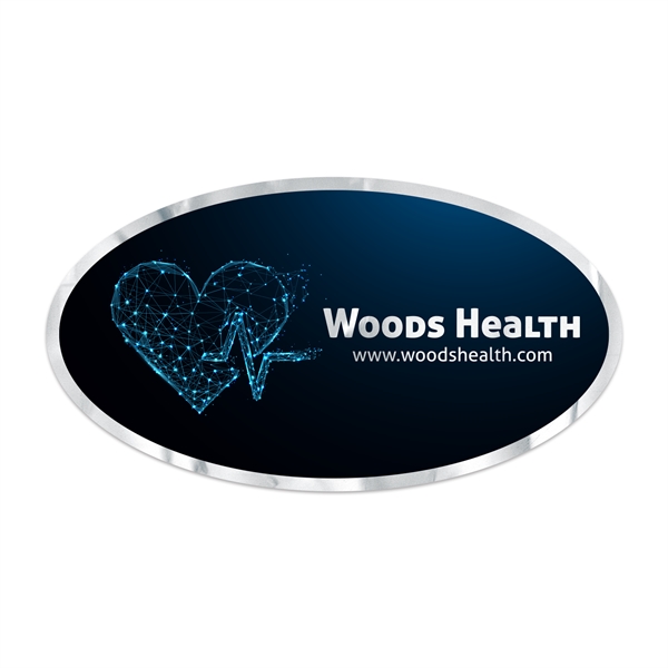 3" x 5 1/2" oval shaped chrome polyester decal with permanent... from ASI 56950 Gill Studios Inc / Gill-Line®