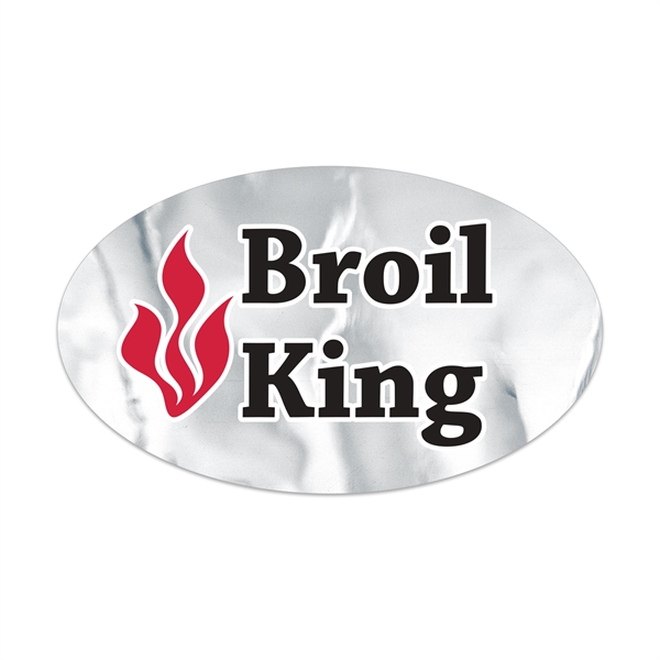 1 1/2" x 2" oval shaped chrome polyester decal with permanent... from ASI 56950 Gill Studios Inc / Gill-Line®