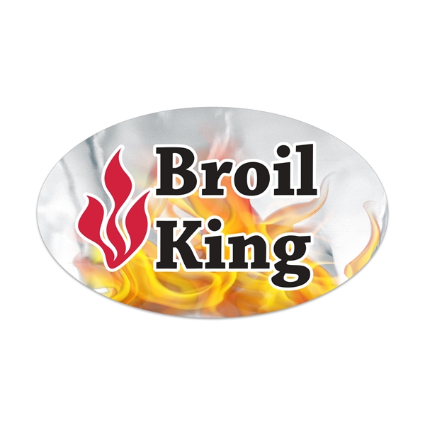 1 1/2" x 2" oval shaped chrome polyester decal with permanent... from ASI 56950 Gill Studios Inc / Gill-Line®