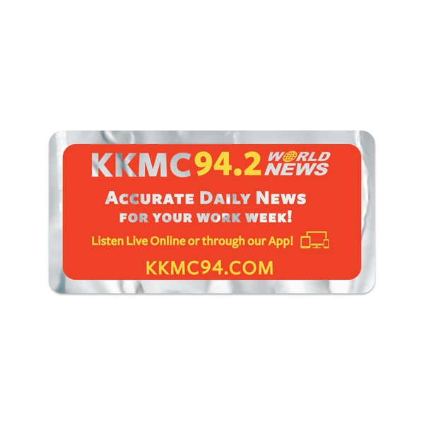 1 1/2" x 3" rectangular shaped chrome polyester decal with permanent... from ASI 56950 Gill Studios Inc / Gill-Line®