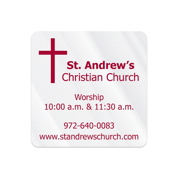 2" x 2" square clear polyester decal with permanent adhesive inside... from ASI 56950 Gill Studios Inc / Gill-Line®