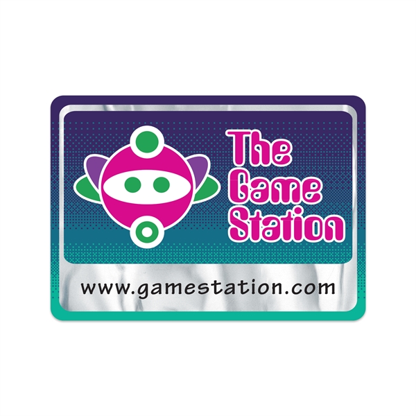 2.5" x 3.5" rectangular chrome polyester decal with permanent adhesive backing,... from ASI 56950 Gill Studios Inc / Gill-Line®