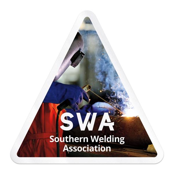 3" x 3" triangle shaped clear polyester decal with ultra removable... from ASI 56950 Gill Studios Inc / Gill-Line®