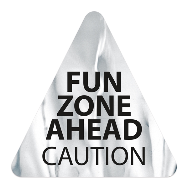 3" x 3" triangle shaped chrome polyester decal with permanent adhesive... from ASI 56950 Gill Studios Inc / Gill-Line®