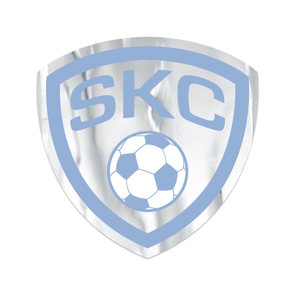 3" x 3" shield shaped chrome polyester decal with permanent adhesive... from ASI 56950 Gill Studios Inc / Gill-Line®