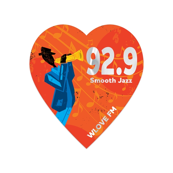 2 3/4" x 3" heart shaped chrome polyester decal with permanent... from ASI 56950 Gill Studios Inc / Gill-Line®