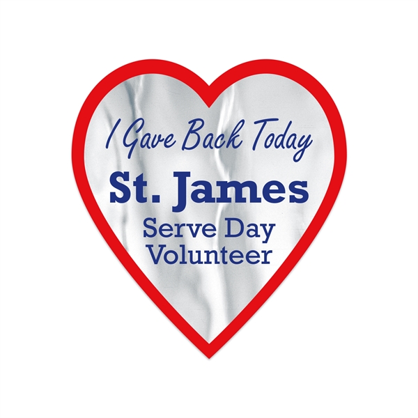 2 3/4" x 3" heart shaped chrome polyester decal with permanent... from ASI 56950 Gill Studios Inc / Gill-Line®