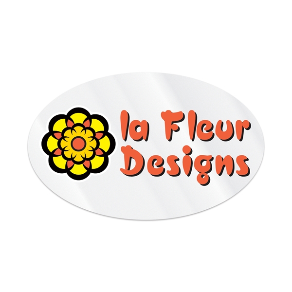 3" x 5" oval shaped clear polyester decal with ultra removable... from ASI 56950 Gill Studios Inc / Gill-Line®