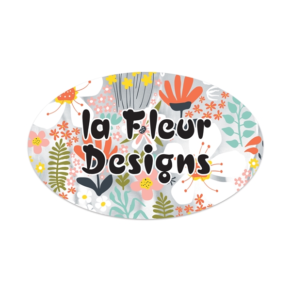 3" x 5" oval shaped chrome polyester decal with permanent adhesive... from ASI 56950 Gill Studios Inc / Gill-Line®