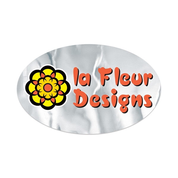 3" x 5" oval shaped chrome polyester decal with permanent adhesive... from ASI 56950 Gill Studios Inc / Gill-Line®