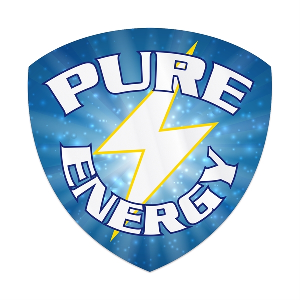 4" x 4" shield shaped clear polyester decal with ultra removable... from ASI 56950 Gill Studios Inc / Gill-Line®