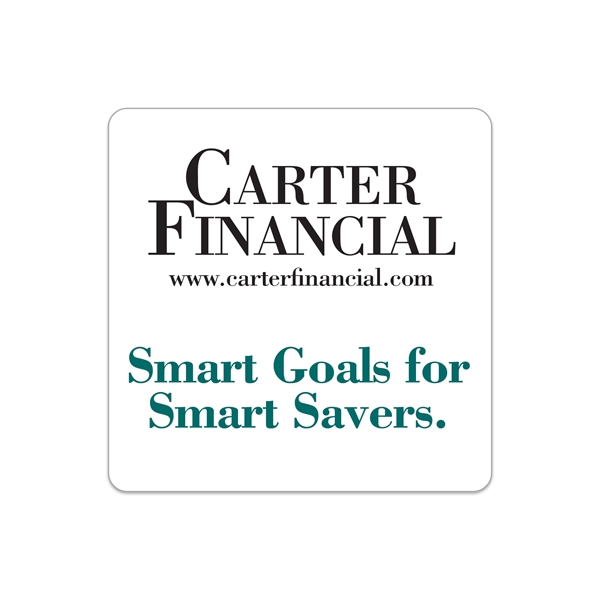 2.5" x 2.5" square shaped white vinyl decal with removable adhesive... from ASI 56950 Gill Studios Inc / Gill-Line®