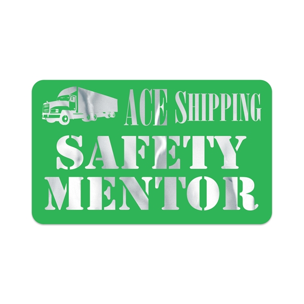 1.5" x 2.5" rectangular chrome polyester decal with permanent adhesive backing,... from ASI 56950 Gill Studios Inc / Gill-Line®