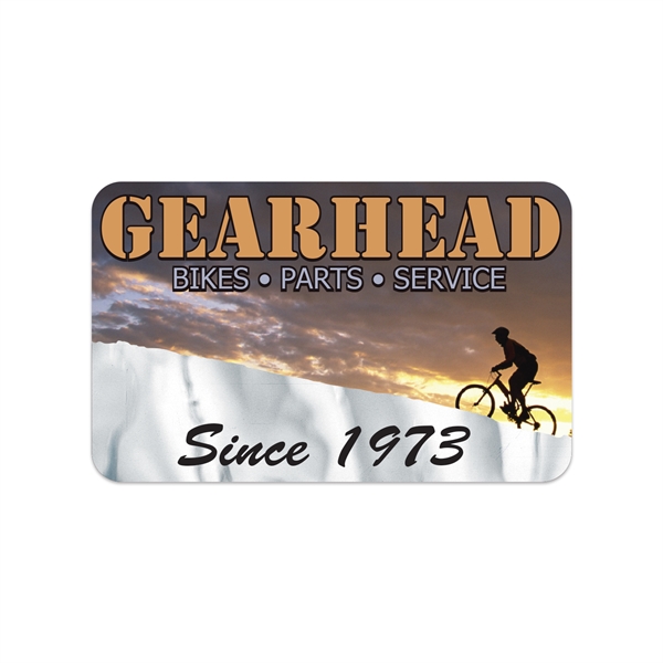 2.5" x 4" rectangular shaped chrome polyester decal with permanent adhesive... from ASI 56950 Gill Studios Inc / Gill-Line®