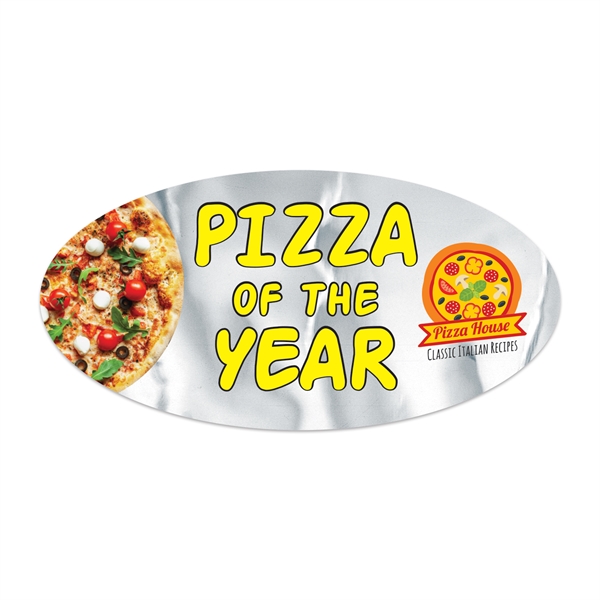 2" x 4" oval shaped chrome polyester decal with permanent adhesive... from ASI 56950 Gill Studios Inc / Gill-Line®