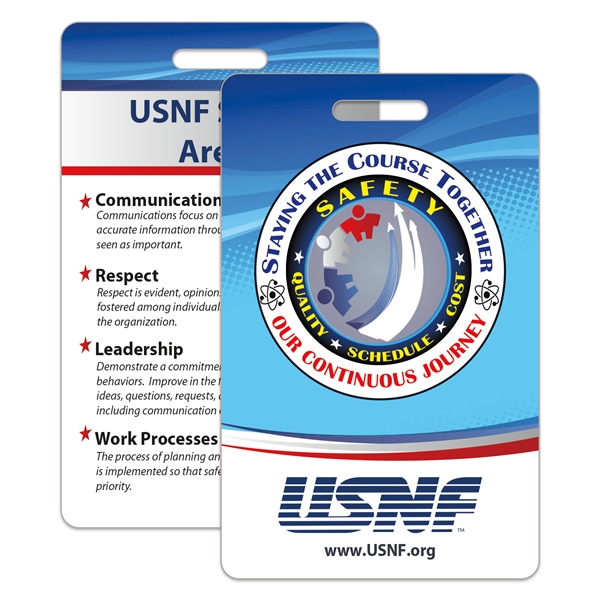 Vertical, rectangular badge made of durable laminated vinyl plastic with Digital... from ASI 56950 Gill Studios Inc / Gill-Line®