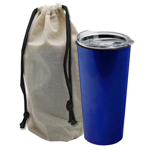 18 oz Explorer Metalike Tumbler with Slide-Lid in a Reusable Cotton... from ASI 40480 Koozie Group
