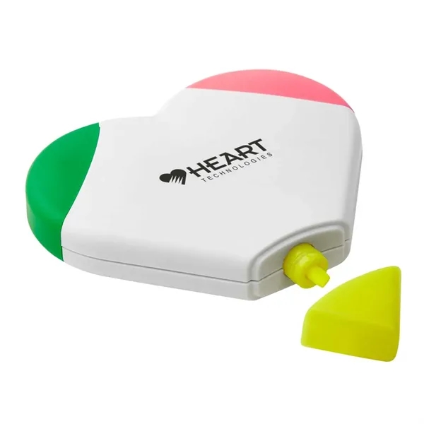 Heart-shaped highlighter with 3 neon colors of ink.... from ASI 63549 Jornik Manufacturing Corp