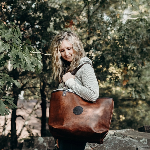 USA Made Bison Leather Tote Bag made from genuine bison leather... from ASI 46170 Compass Industries Inc