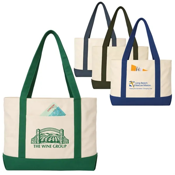 Classic 2-tone poly-cotton boat tote with front pocket.... from ASI 37455 Atteff International Inc