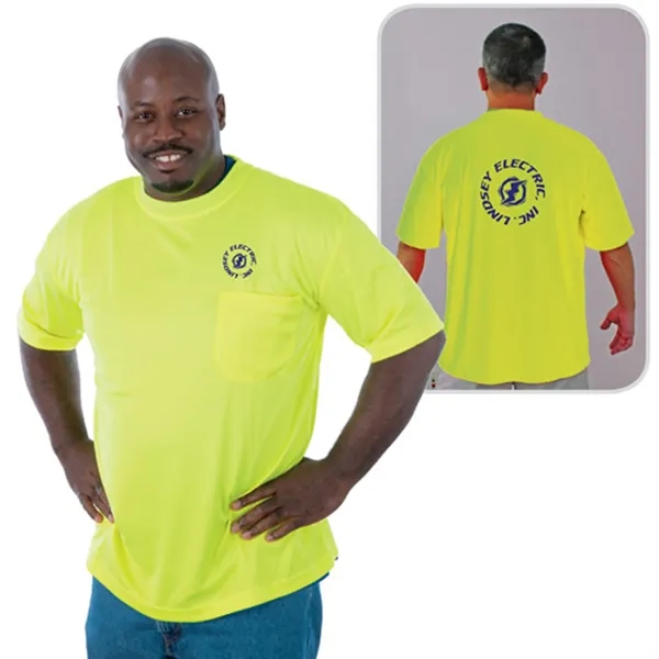 Hi-viz mesh safety t-shirt with chest pocket.... from ASI 37455 Atteff International Inc
