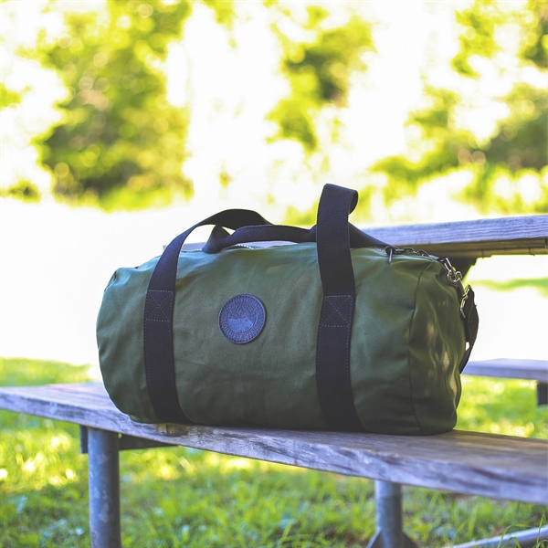 USA Made Round Duffel constructed of durable 15-ounce canvas with a... from ASI 46170 Compass Industries Inc