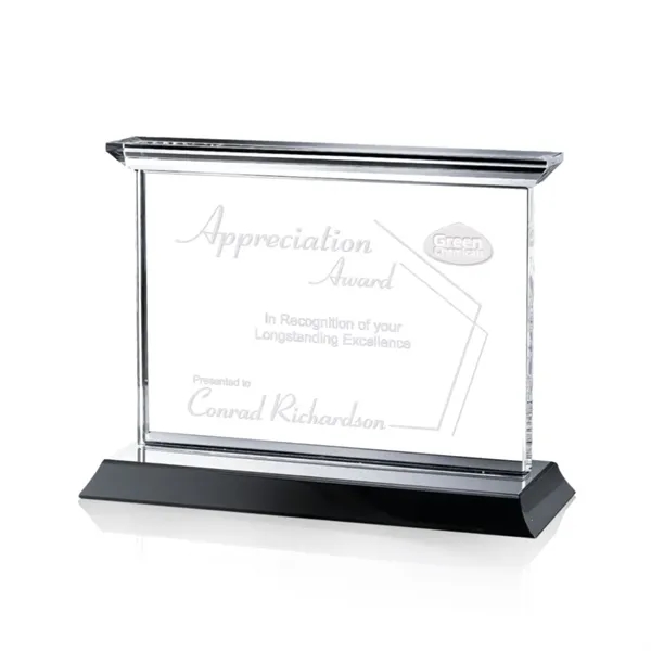 Optical horizontal crystal award with complimenting black base.... from ASI 84592 St Regis Group / St Regis