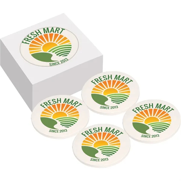 Ceramic, 4 coaster set, bone color, ceramic.... from ASI 54100 Fields Manufacturing Inc