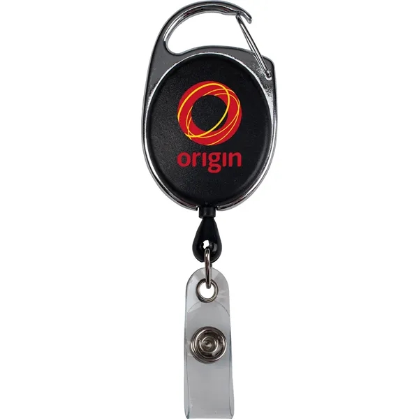 Translucent carabiner style retractable badge holder with silver trim.... from ASI 54100 Fields Manufacturing Inc / TargetLine®