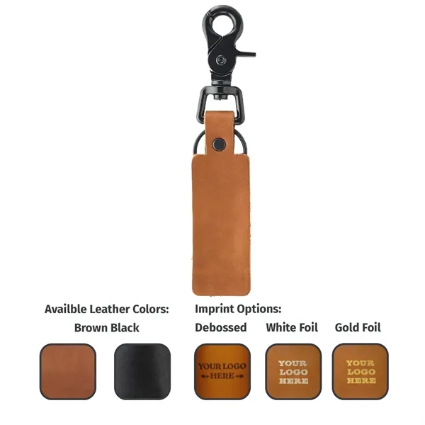 100% Genuine Leather Rectangle Keychain with Zinc Scissor Clip & Ring... from ASI 75126 Oowee Products / OOWEE PRODUCTS