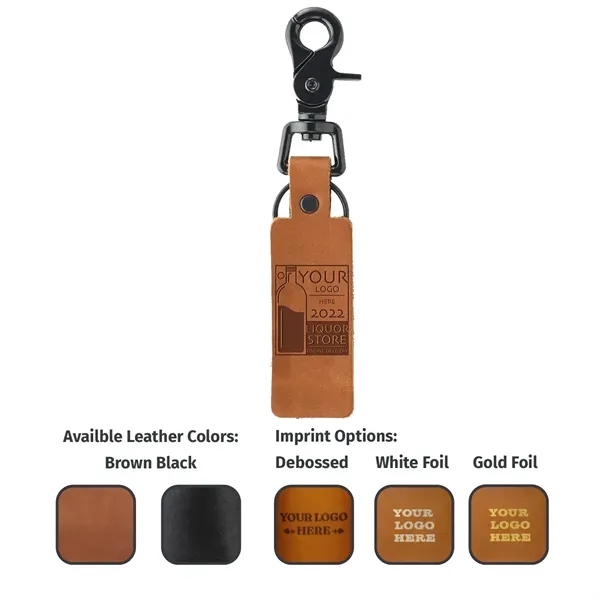 100% Genuine Leather Rectangle Keychain with Zinc Scissor Clip & Ring... from ASI 75126 Oowee Products / OOWEE PRODUCTS