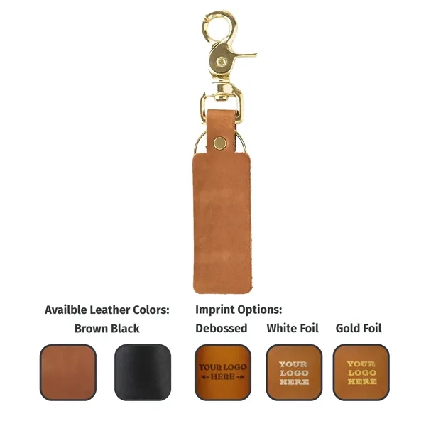 100% Genuine Leather Rectangle Keychain with Brass Scissor Clip & Ring... from ASI 75126 Oowee Products / OOWEE PRODUCTS
