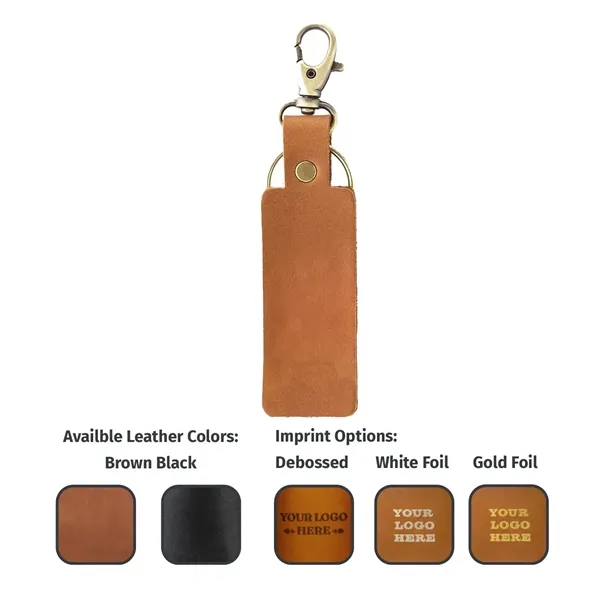 100% Genuine Leather Rectangle Keychain with Zinc Scissor Clip & Ring... from ASI 75126 Oowee Products / OOWEE PRODUCTS
