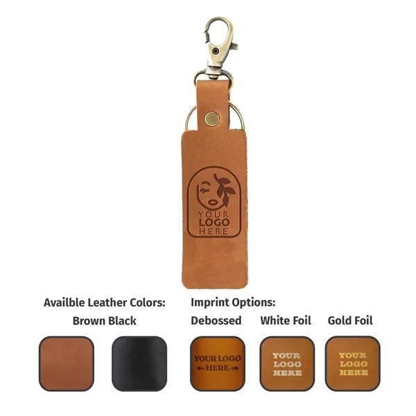 100% Genuine Leather Rectangle Keychain with Zinc Scissor Clip & Ring... from ASI 75126 Oowee Products / OOWEE PRODUCTS