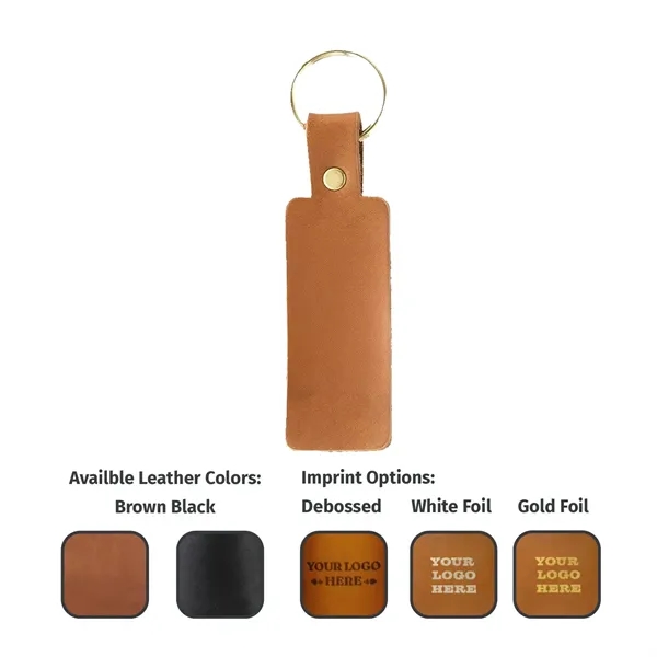 100% Genuine Leather Rectangle Keychain with Split Ring... from ASI 75126 Oowee Products / OOWEE PRODUCTS
