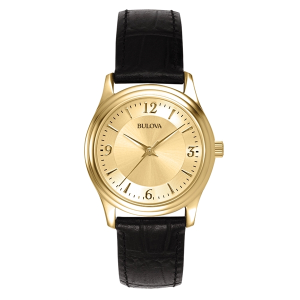 Ladies Strap Watch with round gilt dial with Arabic numerals, sweep... from ASI 86230 Selco