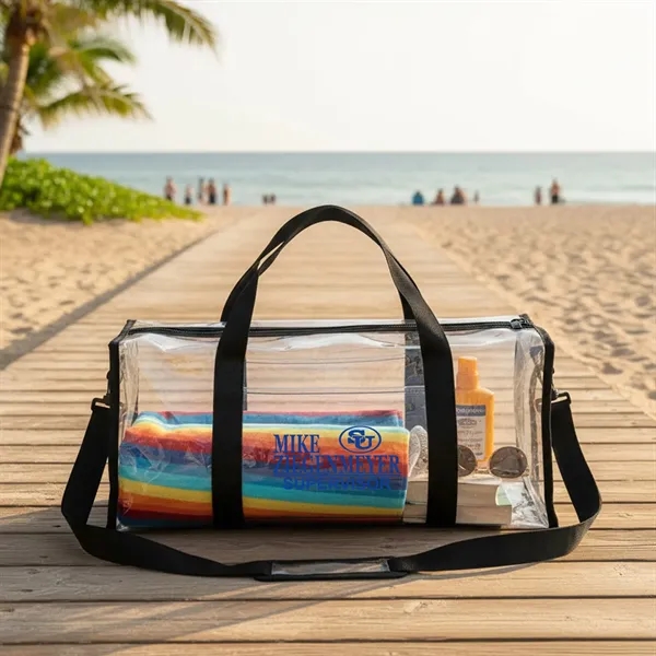 Clear Two-way Zipper Duffle Sport Bag w/ Removable Shoulder... from ASI 41511 Brainchild USA Inc / BrainChild Gift Club
