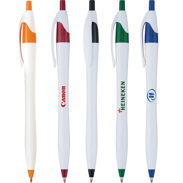 White plastic ballpoint click action pen.... from ASI 68190 Lungsal / Lungsal