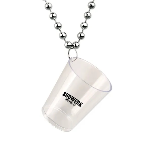Our shot glass bead necklace measures 2oz, with 7mm, 33" beads.... from ASI 90859 Tempo Industries Inc / Tempo