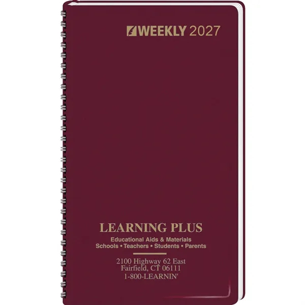 Weekly spread planner with a wired binding... from ASI 61966 HPG / Beacon Promotions HPG Gold