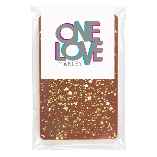 1 oz. Belgian chocolate bar topped gold flakes; includes 4-color process... from ASI 71685 Midnite Snax®