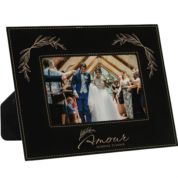 6 3/4" x 8 3/4" x 3/8" black leatherette photo frame... from ASI 74601 Calico